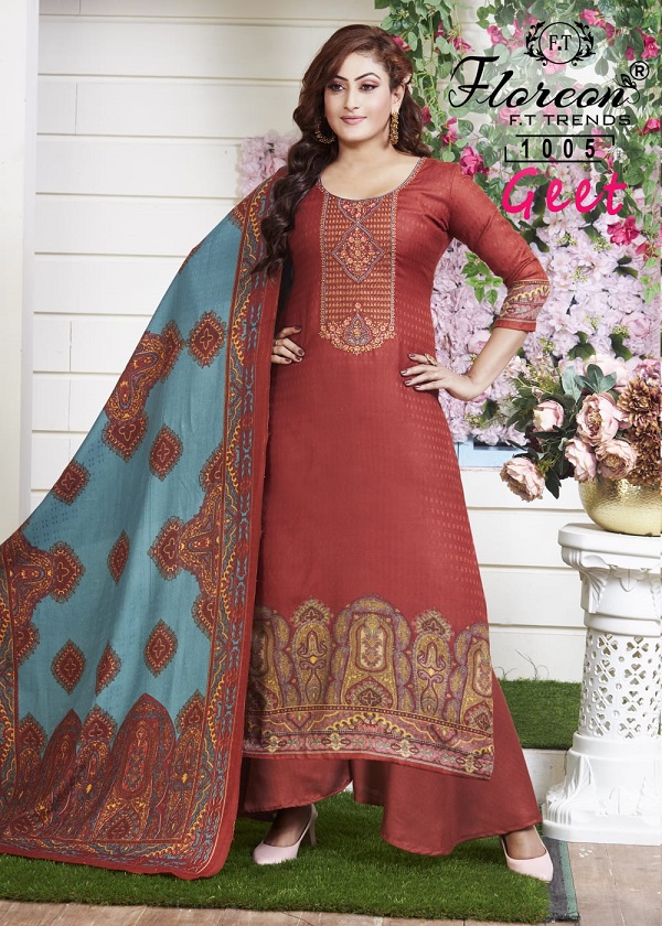 Floreon Geet Festive Embroidery Wear Winter Dress Material Collection